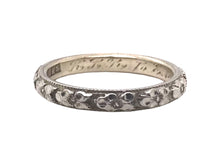 Vintage Engraved 14K White Gold Wedding Band Size 5.5