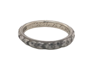 Vintage Engraved 14K White Gold Wedding Band Size 5.5