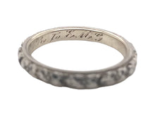 Vintage Engraved 14K White Gold Wedding Band Size 5.5