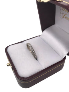 Vintage Engraved 14K White Gold Wedding Band Size 5.5