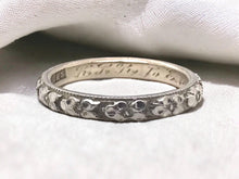 Vintage Engraved 14K White Gold Wedding Band Size 5.5