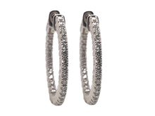 Contemporary Diamond 1.0Ctw Hoop Earrings 14K White Gold
