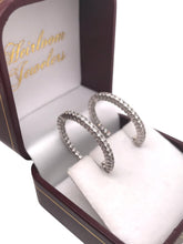 Contemporary Diamond 1.0Ctw Hoop Earrings 14K White Gold