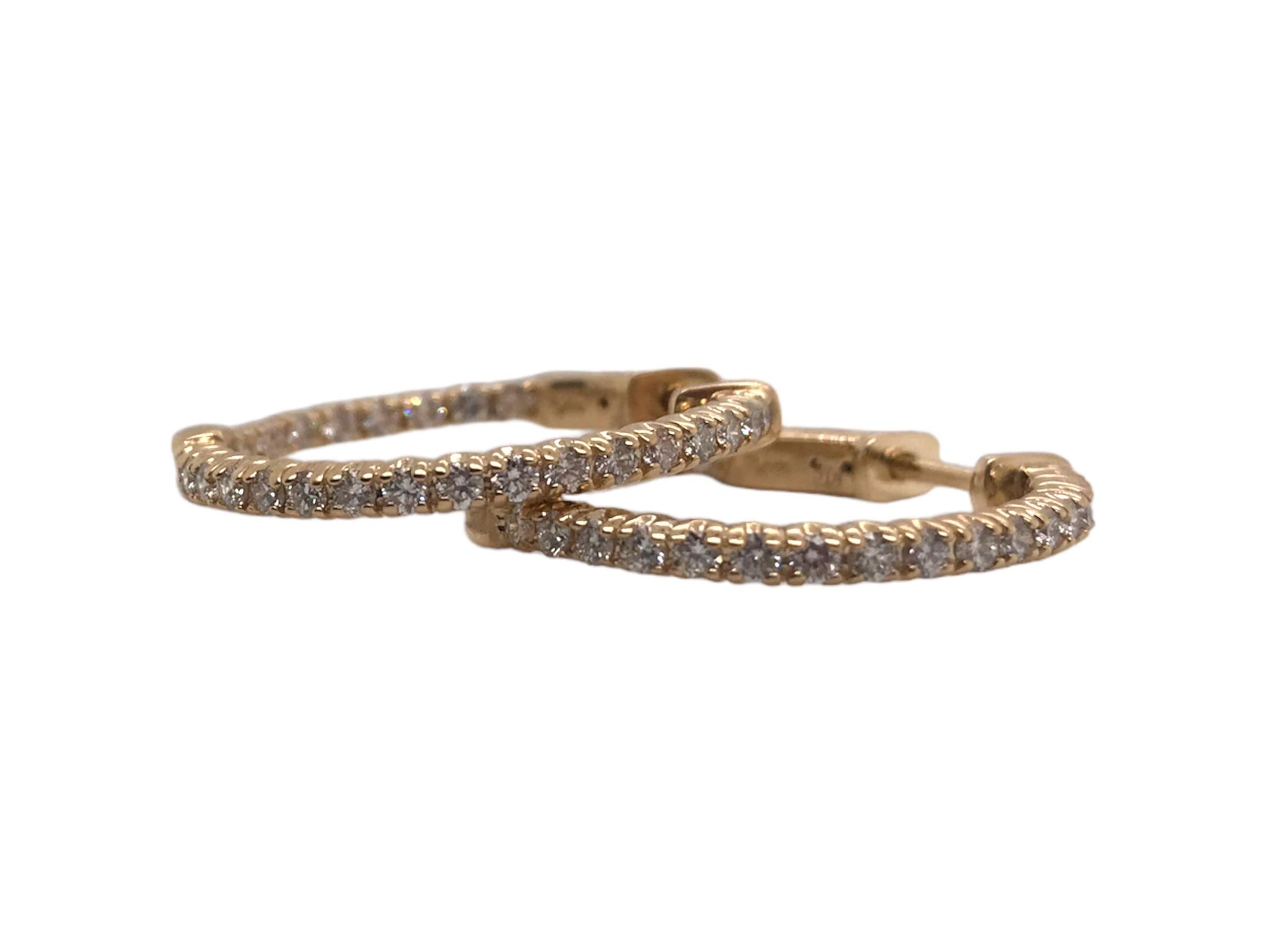 Contemporary Diamond 1.0Ctw Hoop Earrings 14K Yellow Gold – Heirloom ...