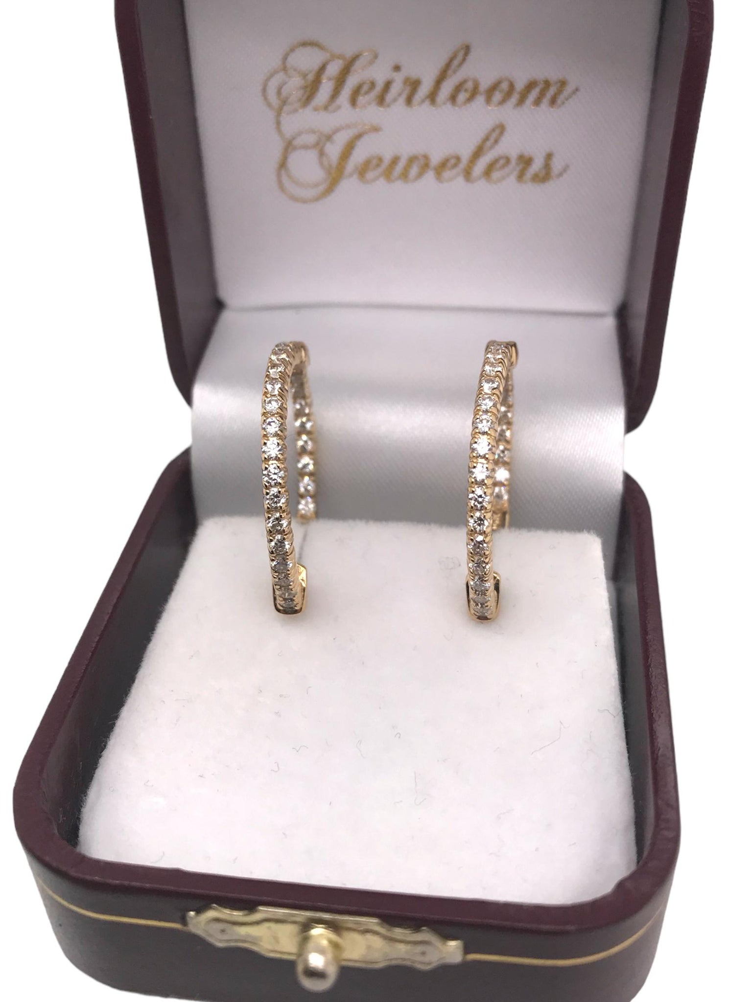 Contemporary Diamond 1.0Ctw Hoop Earrings 14K Yellow Gold – Heirloom ...