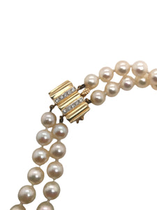 Retro Pearl Diamond Necklace 2 Carats