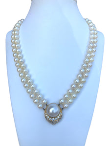 Retro Pearl Diamond Necklace 2 Carats