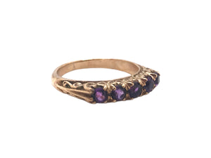 Victorian 5 Stone Amethyst Band 9K Rose Gold