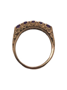 Victorian 5 Stone Amethyst Band 9K Rose Gold