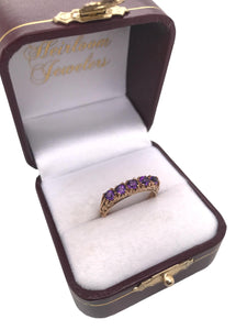 Victorian 5 Stone Amethyst Band 9K Rose Gold