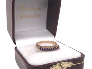 Victorian 5 Stone Amethyst Band 9K Rose Gold