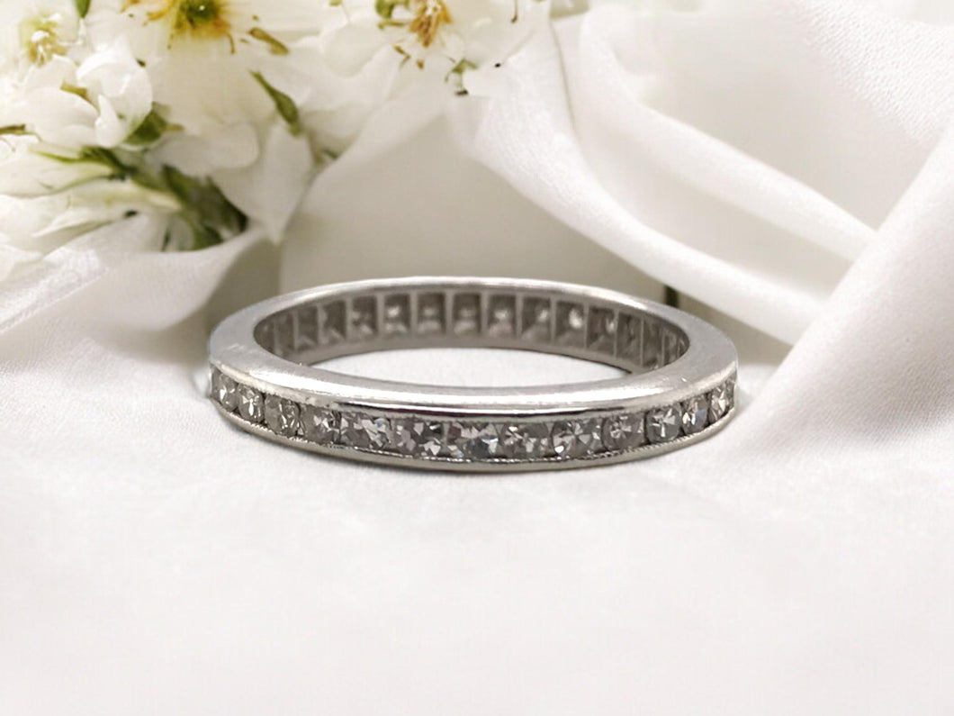Vintage Platinum Diamond Eternity Band Size 6