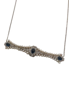 Antique Pearl Diamond & Sapphire Conversion Necklace
