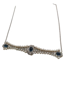 Antique Pearl Diamond & Sapphire Conversion Necklace