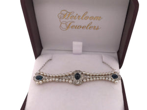 Antique Pearl Diamond & Sapphire Conversion Necklace