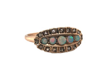 Victorian Rose Gold Opal & Rose Cut Diamond Diamond Ring