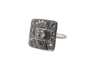Art Deco Old European Cut Diamond Cluster Cocktail Ring