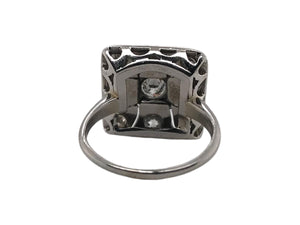 Art Deco Old European Cut Diamond Cluster Cocktail Ring