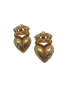 Royal Heart Diamond Earrings 18K Yellow Gold