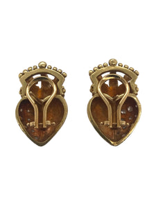 Royal Heart Diamond Earrings 18K Yellow Gold