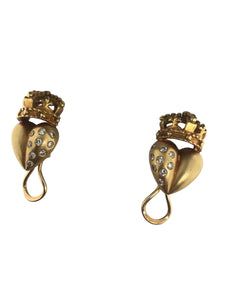 Royal Heart Diamond Earrings 18K Yellow Gold