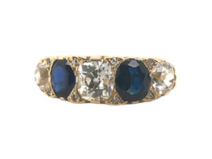 Edwardian Diamond & Sapphire 5 Stone Ring