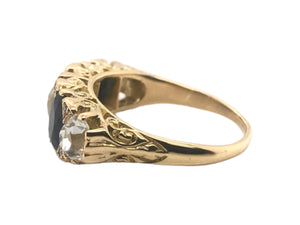 Edwardian Diamond & Sapphire 5 Stone Ring