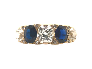Edwardian Diamond & Sapphire 5 Stone Ring