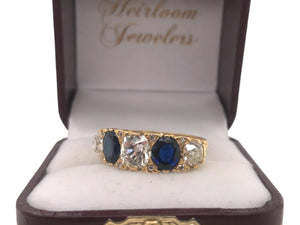 Edwardian Diamond & Sapphire 5 Stone Ring