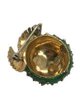 18K Gold Enamel Puffer Fish Brooch