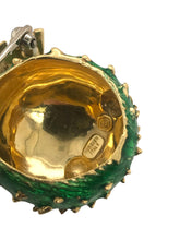 18K Gold Enamel Puffer Fish Brooch