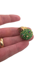 18K Gold Enamel Puffer Fish Brooch