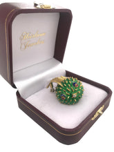 18K Gold Enamel Puffer Fish Brooch
