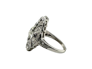 Art Deco Platinum 2 Carat Diamond Cocktail Ring