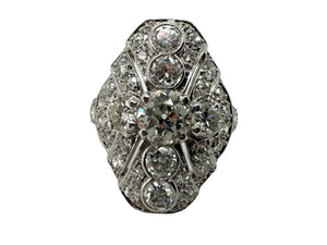 Art Deco Platinum 2 Carat Diamond Cocktail Ring