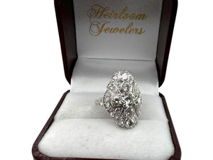 Art Deco Platinum 2 Carat Diamond Cocktail Ring