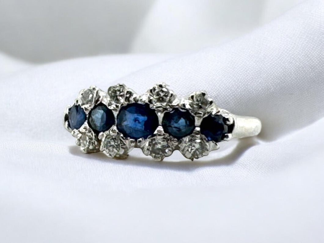 Sapphire & Diamond Ring 14K White Gold