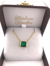 Contemporary 2 Carat Emerald Necklace 18K Yellow Gold