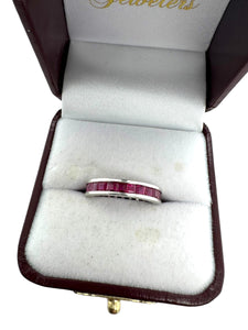 18K White Gold Ruby Eternity Band Size 5