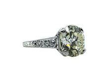 Art Deco 3.20 Carat Old European Cut Diamond Engagement Ring GIA