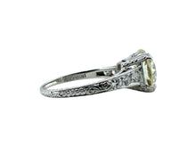 Art Deco 3.20 Carat Old European Cut Diamond Engagement Ring GIA