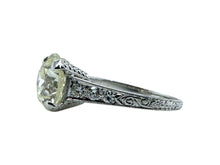 Art Deco 3.20 Carat Old European Cut Diamond Engagement Ring GIA