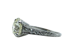 Art Deco 3.20 Carat Old European Cut Diamond Engagement Ring GIA