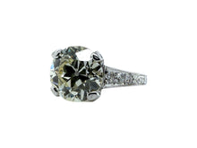 Art Deco 3.20 Carat Old European Cut Diamond Engagement Ring GIA