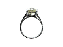 Art Deco 3.20 Carat Old European Cut Diamond Engagement Ring GIA