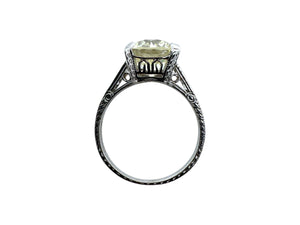 Art Deco 3.20 Carat Old European Cut Diamond Engagement Ring GIA