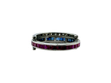 Vintage Art Deco Day & Night  Platinum Eternity Band Sapphire / Ruby