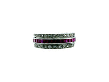Vintage Art Deco Day & Night  Platinum Eternity Band Sapphire / Ruby