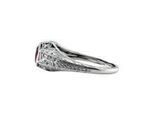 Platinum Art Deco Rhodolite Garnet & Diamond Solitaire Ring