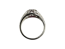 Platinum Art Deco Rhodolite Garnet & Diamond Solitaire Ring